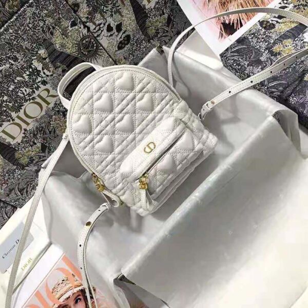 Dior Women Mini Dioramour Dior Backpack Latte Cannage Lambskin with Heart Motif (2)