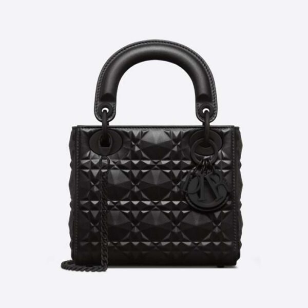 Dior Women Mini Lady Dior Bag Black Cannage Calfskin with Diamond Motif (1)