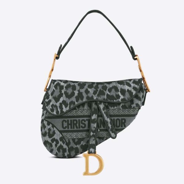 Dior Women Saddle Bag Gray Mizza Embroidery (1)