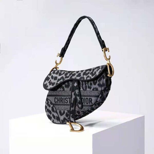 Dior Women Saddle Bag Gray Mizza Embroidery (2)