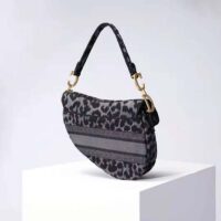 Dior Women Saddle Bag Gray Mizza Embroidery (1)