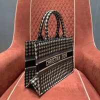 Dior Women Small Dior Book Tote Black Houndstooth Embroidery (1)
