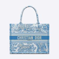 Dior Women Small Dior Book Tote Cornflower Blue Toile de Jouy Embroidery (1)