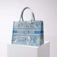 Dior Women Small Dior Book Tote Cornflower Blue Toile de Jouy Embroidery (1)