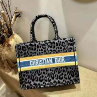 Dior Women Small Dior Book Tote Gray Mizza Embroidered Velvet (1)