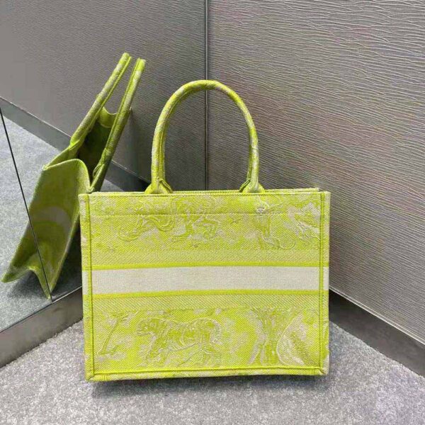 Dior Women Small Dior Book Tote Lime Toile de Jouy Reverse Embroidery (3)