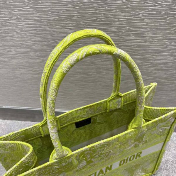 Dior Women Small Dior Book Tote Lime Toile de Jouy Reverse Embroidery (6)