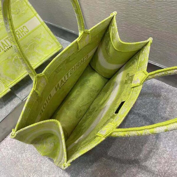 Dior Women Small Dior Book Tote Lime Toile de Jouy Reverse Embroidery (7)