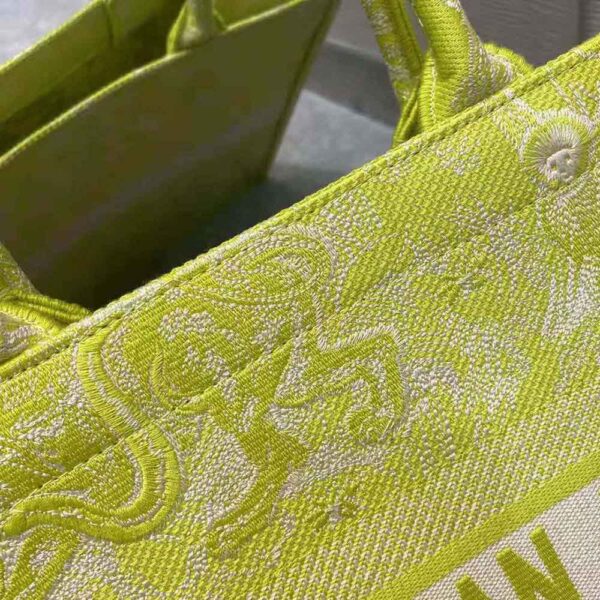 Dior Women Small Dior Book Tote Lime Toile de Jouy Reverse Embroidery (9)