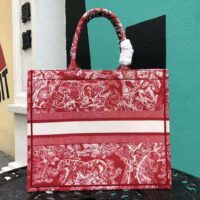 Dior Women Small Dior Book Tote Raspberry Toile de Jouy Reverse Embroidery (1)