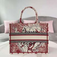 Dior Women Small Dior Book Tote Red and White D-Royaume D Amour Embroidery (1)