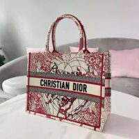 Dior Women Small Dior Book Tote Red and White D-Royaume D Amour Embroidery (1)