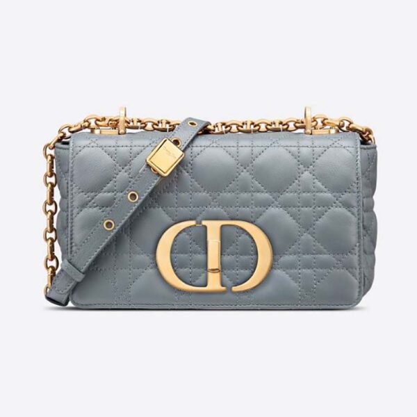 Dior Women Small Dior Caro Bag Cloud Blue Supple Cannage Calfskin (1)