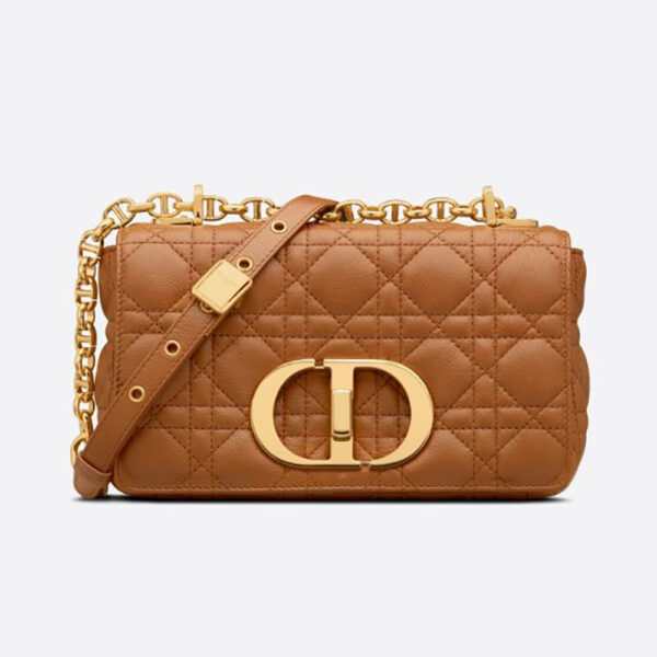 Dior Women Small Dior Caro Bag Cognac-Colored Supple Cannage Calfskin (1)