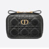 Dior Women Small Dior Caro Zipped Pouch Black Cannage Lambskin