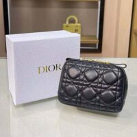 Dior Women Small Dior Caro Zipped Pouch Black Cannage Lambskin (1)