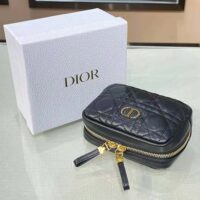 Dior Women Small Dior Caro Zipped Pouch Black Cannage Lambskin (1)