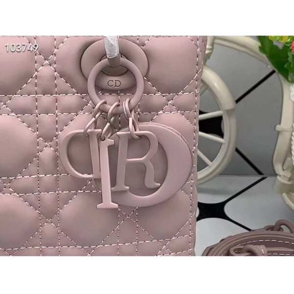 Dior Women Small Lady Dior My Abcdior Bag Powder Pink Cannage Lambskin (7)