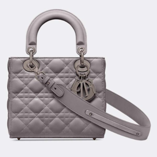 Dior Women Small Lady Dior My Abcdior Bag Steel Gray Cannage Lambskin (5)