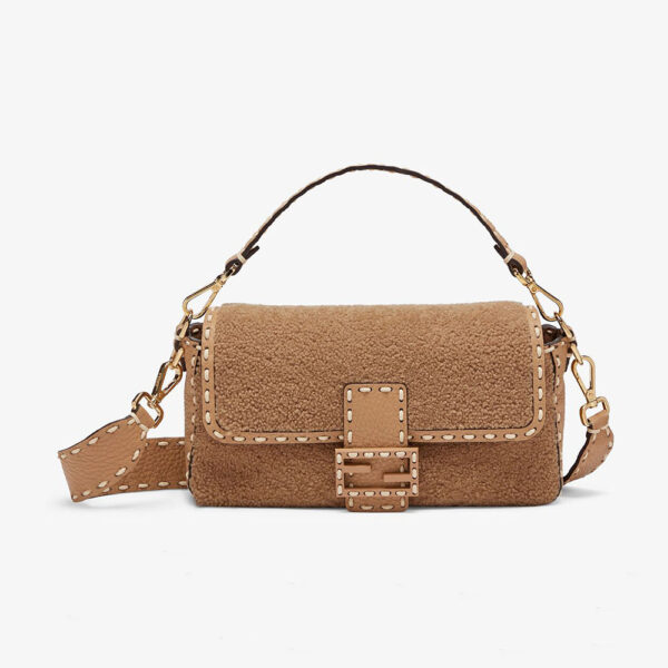 Fendi Women Baguette Beige Sheepskin Bag (1)