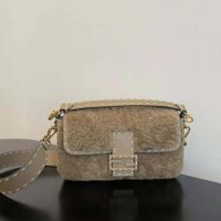 Fendi Women Baguette Beige Sheepskin Bag (1)