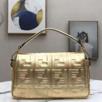 Fendi Women Baguette Fendi Prints On Leather Bag-gold (1)