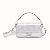 Fendi Women Baguette Fendi Prints On Leather Bag-Silver