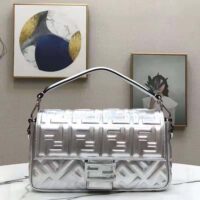 Fendi Women Baguette Fendi Prints On Leather Bag-silver (1)