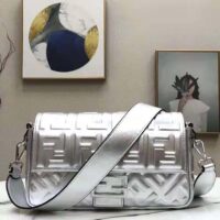 Fendi Women Baguette Fendi Prints On Leather Bag-silver (1)