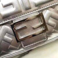 Fendi Women Baguette Fendi Prints On Leather Bag-silver (1)