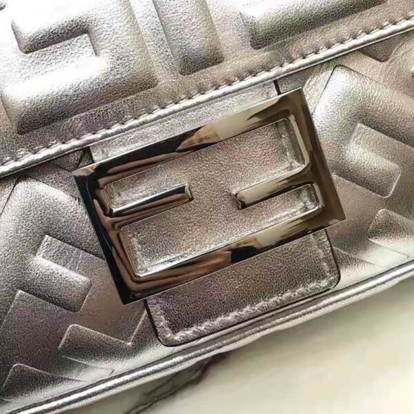 Fendi Women Baguette Fendi Prints On Leather Bag-silver (16)