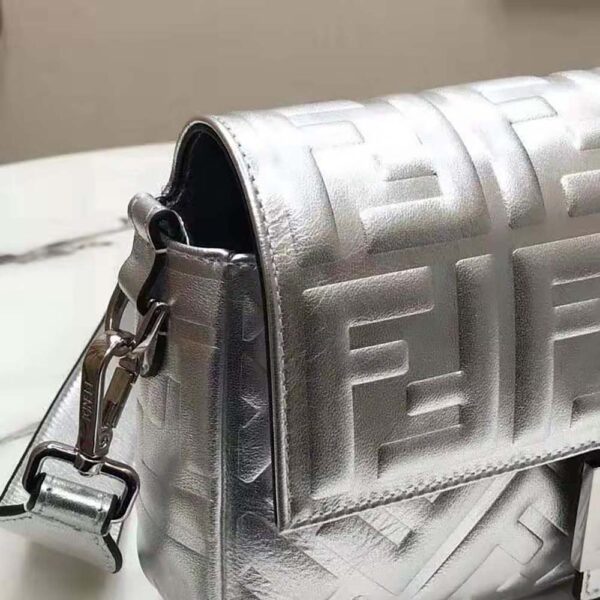 Fendi Women Baguette Fendi Prints On Leather Bag-silver (17)