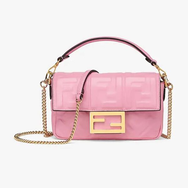 Fendi Women Baguette Soft Nappa Leather Bag-pink (1)