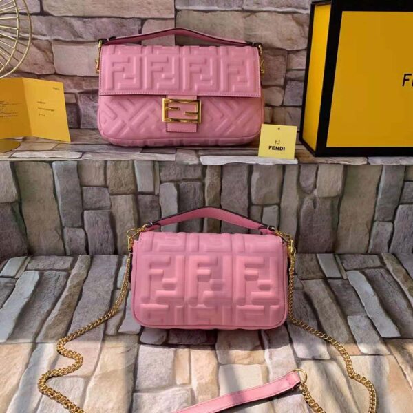 Fendi Women Baguette Soft Nappa Leather Bag-pink (3)