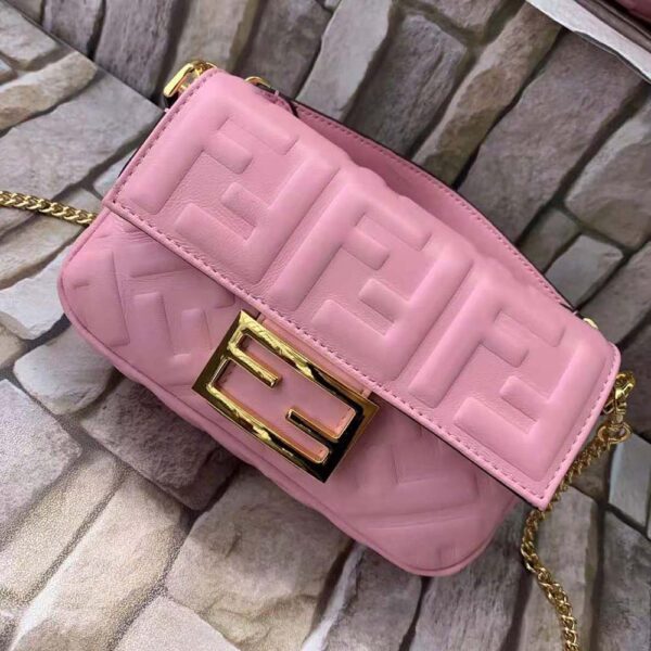 Fendi Women Baguette Soft Nappa Leather Bag-pink (4)