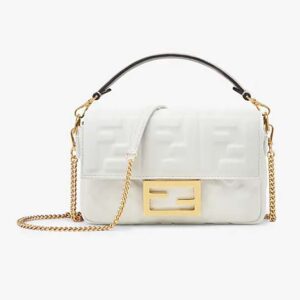 Fendi Women Baguette Soft Nappa Leather Bag-White