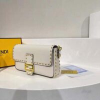 Fendi Women Conic Medium Baguette White Leather Bag (1)