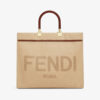 Fendi Women Fendi Sunshine Medium Beige Canvas Bag