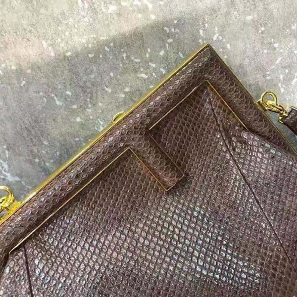 Fendi Women First Small Dark Brown Python Leather Bag (5)