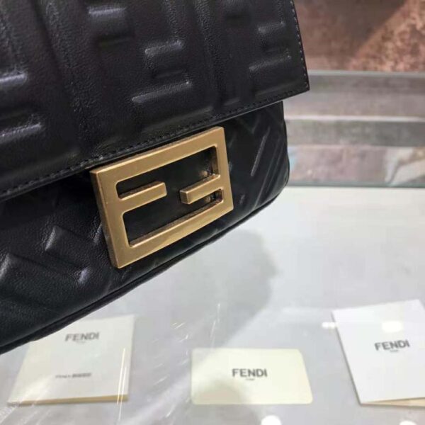 Fendi Women Iconic Mini Baguette Black Leather Bag (6)