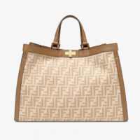 Fendi Women Medium Peekaboo X-Tote Beige FF Wool Bag (1)