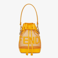 Fendi Women Mon Tresor Leather and Mesh Mini-bag-orange (1)