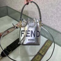 Fendi Women Mon Tresor Silver Laminated Leather Mini Bag (1)