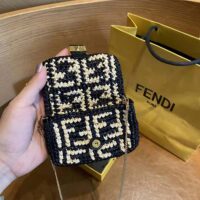 Fendi Women Nano Baguette Charm Black Raffia Charm (1)