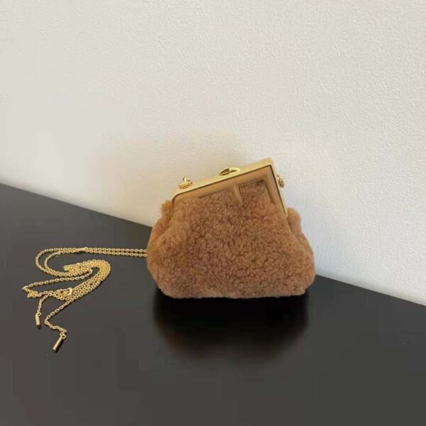 Fendi Women Nano Fendi First Beige Sheepskin Charm (2)