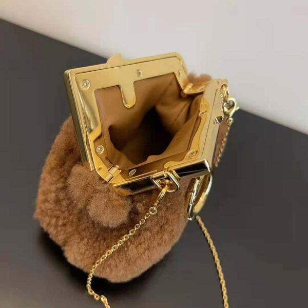 Fendi Women Nano Fendi First Beige Sheepskin Charm (4)