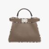 Fendi Women Peekaboo Iseeu Small Gray Full Grain Leather and Elaphe Bag