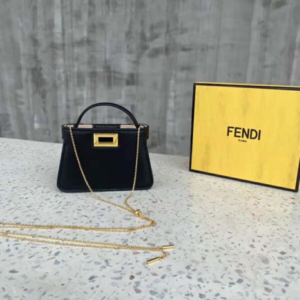 Fendi Women Pico Peekaboo Charm Light Black Nappa Leather Charm (2)