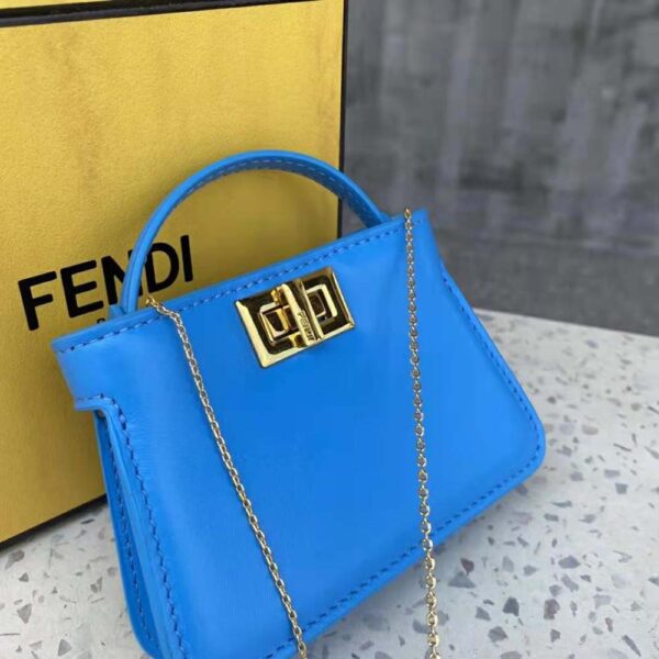 Fendi Women Pico Peekaboo Charm Light Blue Nappa Leather Charm (5)