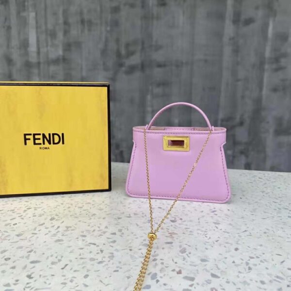 Fendi Women Pico Peekaboo Charm Light Pink Nappa Leather Charm (2)